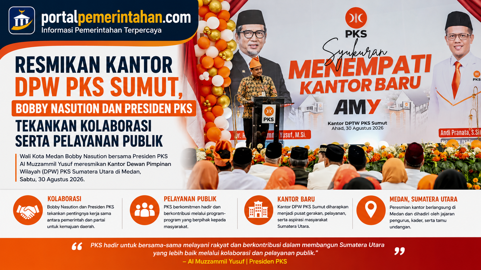 Bobby Nasution dan Presiden PKS Resmikan Kantor Baru PKS Sumut, Kolaborasi Jadi Sorotan