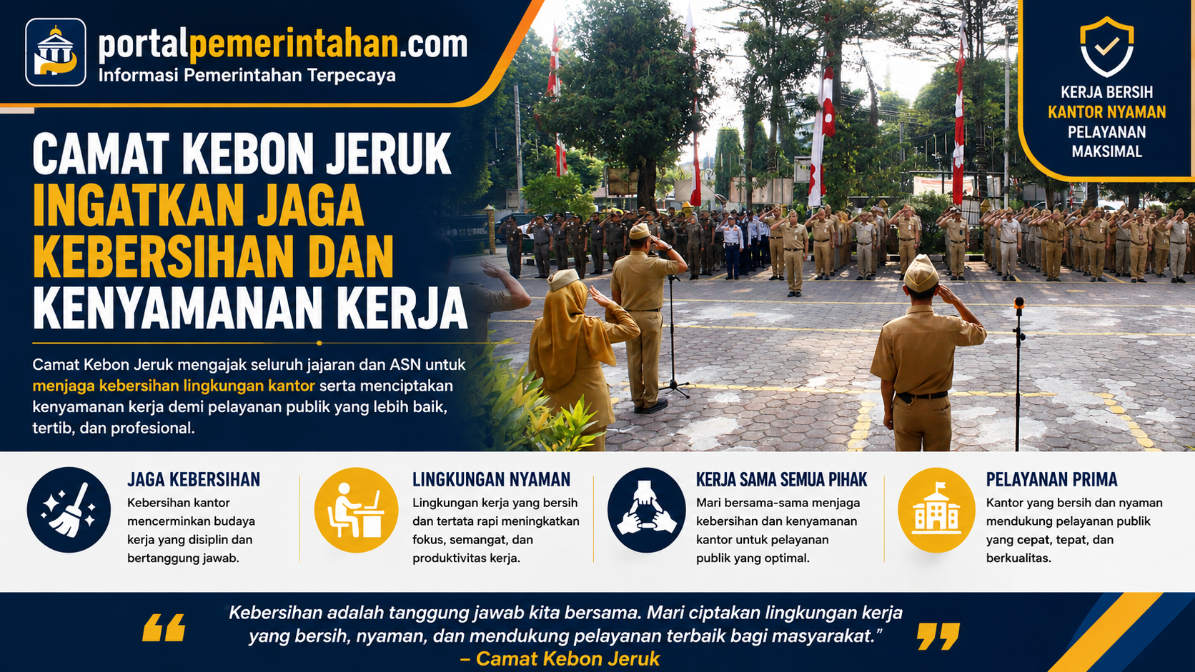 Jelang Purna Tugas, Camat Kebon Jeruk Ajak Jajaran Jaga Kebersihan dan Tingkatkan Pelayanan